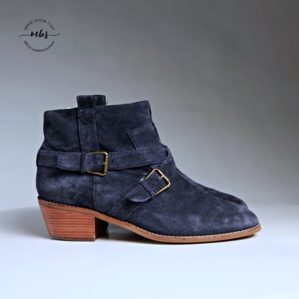 Cole Haan Jensynn Suede‎ Ankle Bootie Navy Women 9